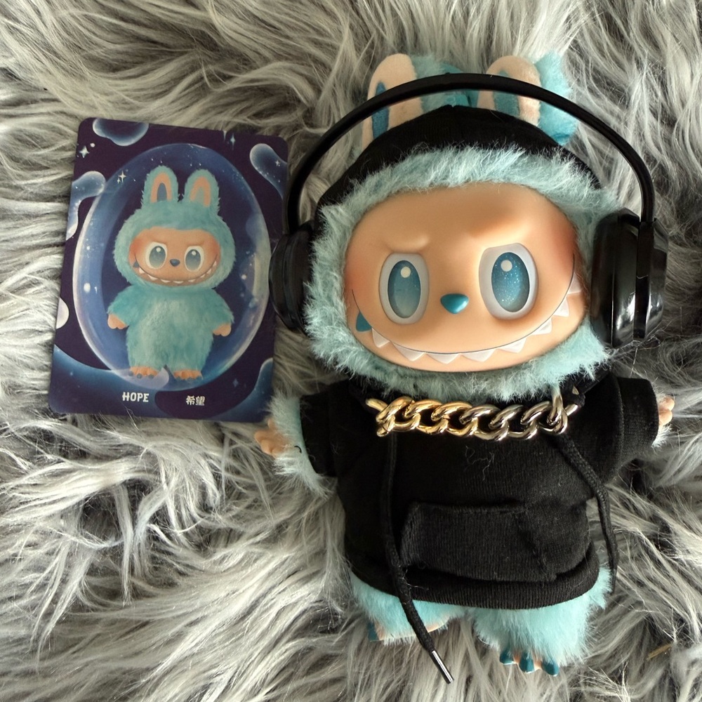Labubu HOPE with Outfit Black Over-Ear Headphones